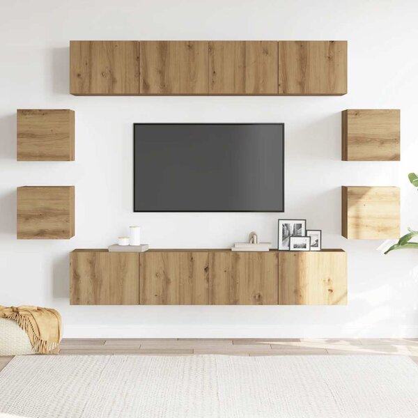 Sada 8 kusů nástěnné TV skříňka dub artisan kompozitní dřevo 3328950