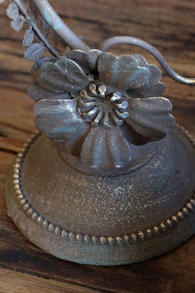 Mocca starý francouzský svícen s květy Charm Antique - 35*11*41 cm - Chic Antique