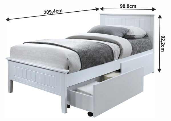 Jednolůžková postel 90 cm Minea (bílá) (s roštem)