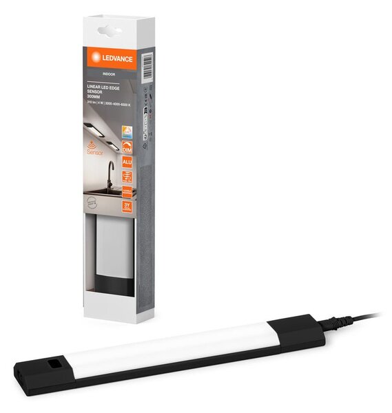 Černé podlinové LED světlo + senzor 4W LINEAR 300, laditelná bílá