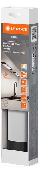 Černé podlinové LED světlo + senzor 4W LINEAR 300, laditelná bílá