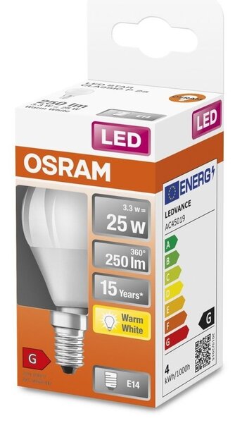 LED žárovka E14 3,3 W STAR CLASSIC P, teplá bílá