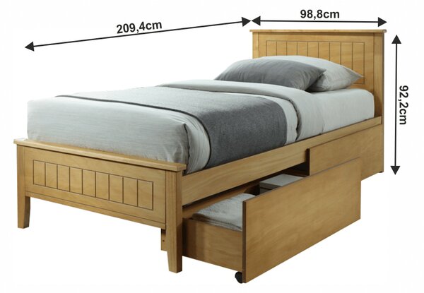HezkýNábytek.cz Jednolůžková postel 90 cm Minea (dub) (s roštem). 1016028