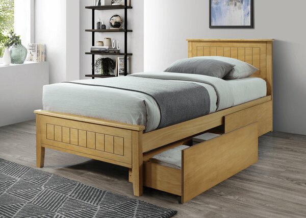 HezkýNábytek.cz Jednolůžková postel 90 cm Minea (dub) (s roštem). 1016028
