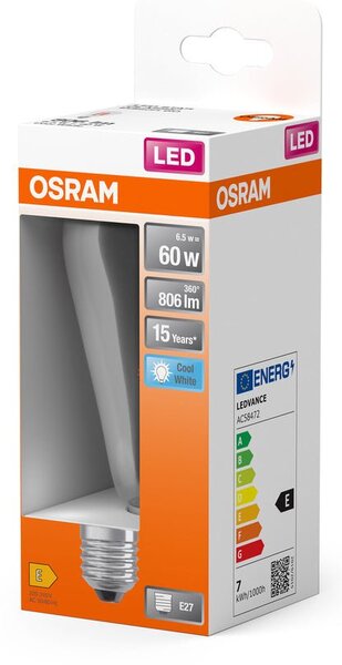 LED žárovka E27 6.5W STAR EDISON, studená bílá