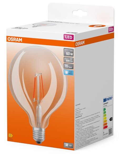 Čirá LED žárovka E27 7W STAR GLOBE, studená bílá