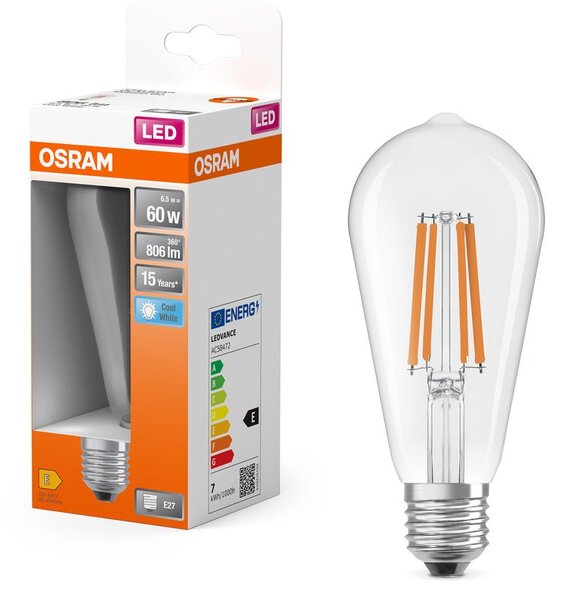 LED žárovka E27 6.5W STAR EDISON, studená bílá