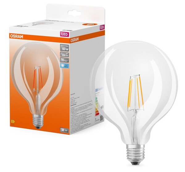 Čirá LED žárovka E27 7W STAR GLOBE, studená bílá