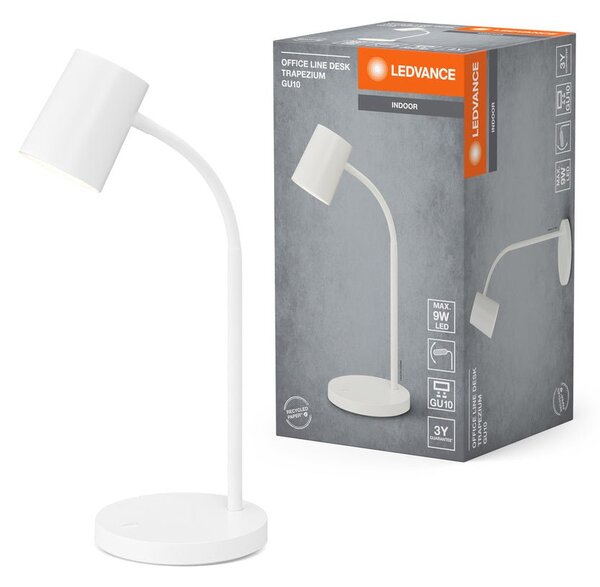 Bílá stolní lampa GU10 9W OFFICE LINE DESK TRAPEZIUM