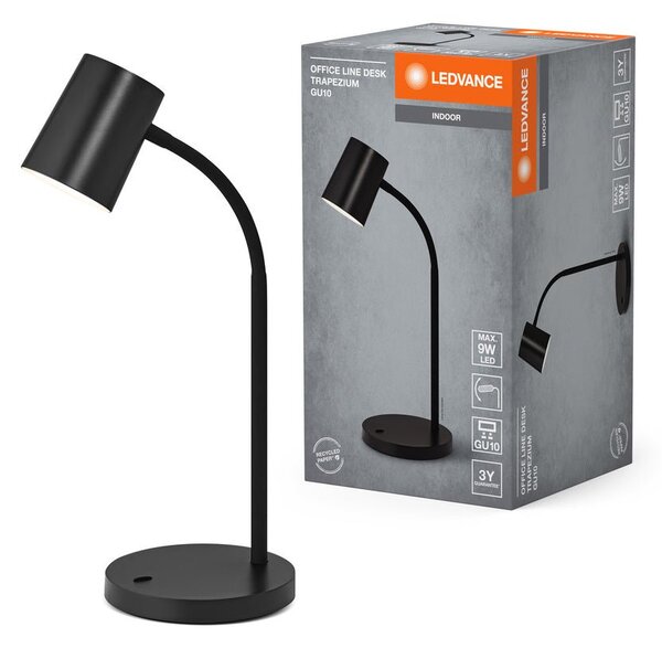 Černá stolní lampa GU10 9W OFFICE LINE DESK TRAPEZIUM