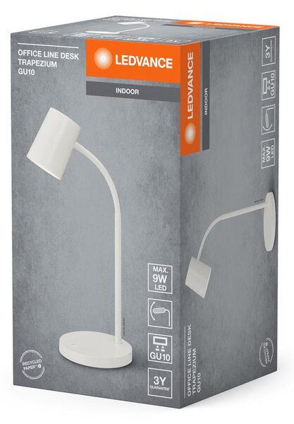 Bílá stolní lampa GU10 9W OFFICE LINE DESK TRAPEZIUM