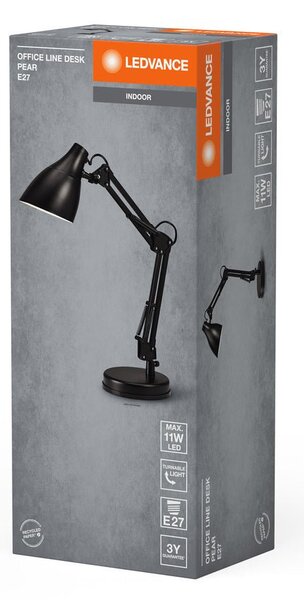 Černá stolní lampa E27 11W OFFICE LINE DESK PEAR