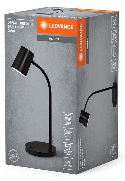 Černá stolní lampa GU10 9W OFFICE LINE DESK TRAPEZIUM