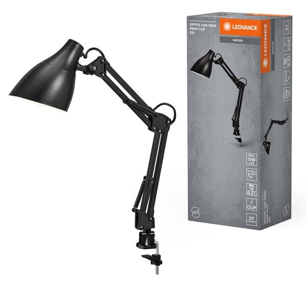 Černá stolní lampa E27 11W OFFICE LINE DESK PEAR CLIP