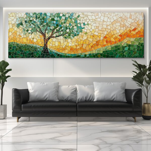 Obraz na plátně - Strom života Mozaika při západu slunce FeelHappy.cz Velikost obrazu (šířka x výška): 60 x 20 cm
