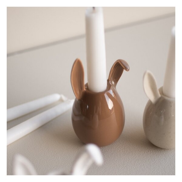 Velikonoční svícen Rabbit Shiny Nougat 13 cm DBKD