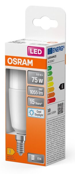 LED žárovka E14 9W CLASSIC STICK, studená denní bílá