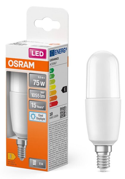 LED žárovka E14 9W CLASSIC STICK, studená denní bílá