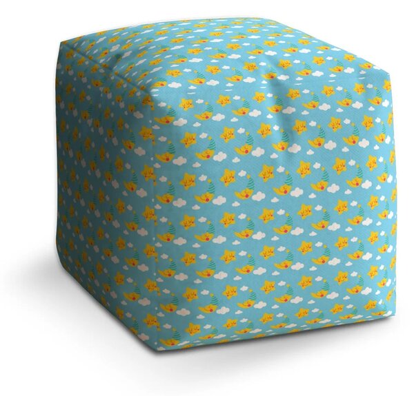 Sablio Taburet Cube Hvězdy a měsíce - 40x40x40 cm