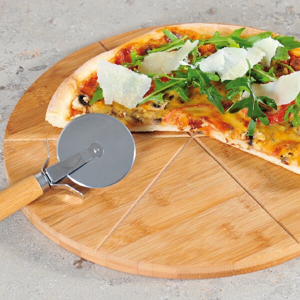 Prkénko na krájení a servírování pizzy + kráječ Amanda, (fi) 32 cm