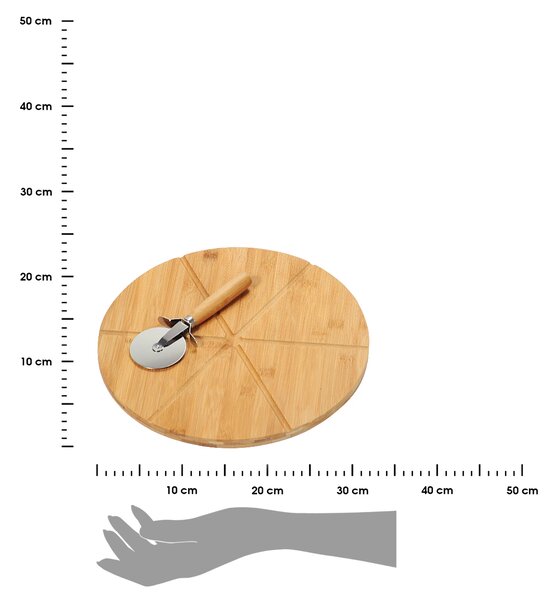 Prkénko na krájení a servírování pizzy + kráječ Amanda, (fi) 32 cm