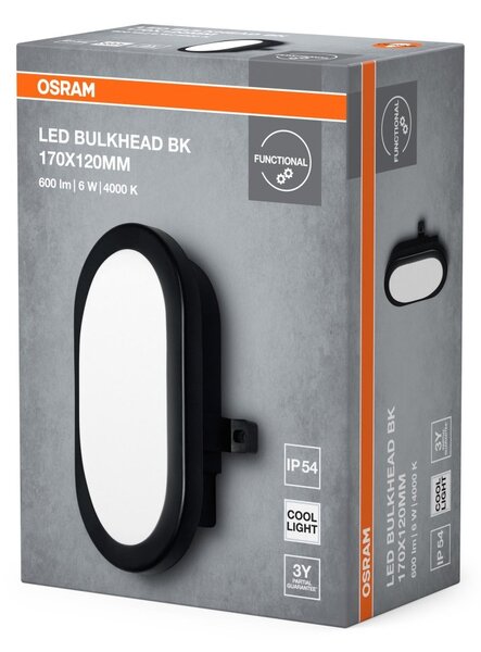 Funkční venkovní LED svítidlo BULKHEAD 6W IP54, černé OSRAM