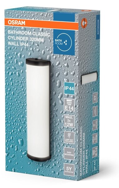Černé koupelnové LED nástěnné svítidlo CYLINDER 320mm OSRAM