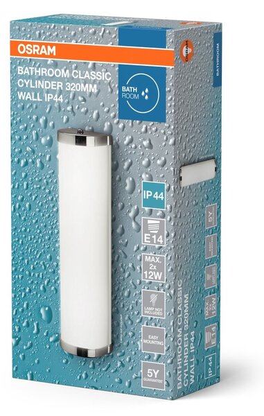 Stříbrné koupelnové LED svítidlo CYLINDER 320mm OSRAM
