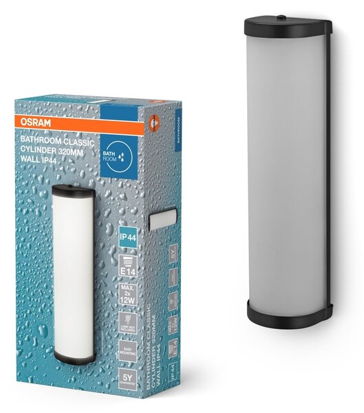 Černé koupelnové LED nástěnné svítidlo CYLINDER 320mm OSRAM