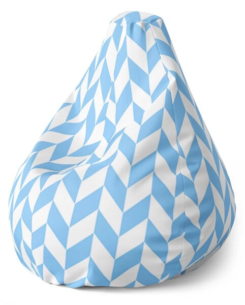 Sablio Sedací vak Pear Modrobílé kosodélníky - 70 x 95 x 15 cm