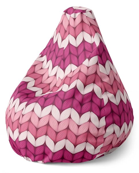 Sablio Sedací vak Pear Střídajíci růžové pletení - 70 x 95 x 15 cm