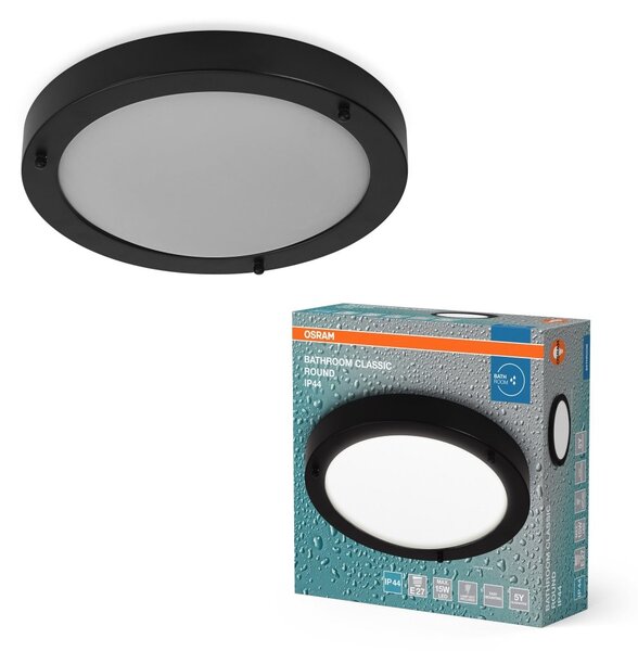Černé koupelnové LED stropní svítidlo E27 CLASSIC ROUND OSRAM