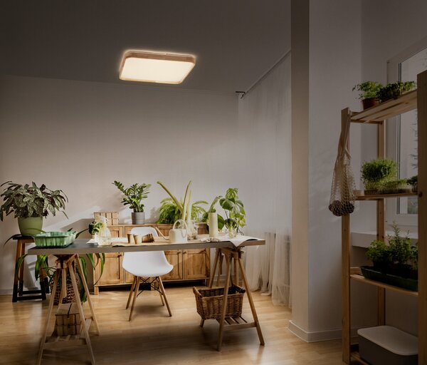 Dřevěné LED stropní svítidlo 292x292 mm ORBIS, teplá bílá OSRAM