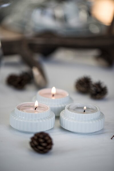 Lyngby Porcelæn Svícen Lyngby Tealight White - 2 ks LP121