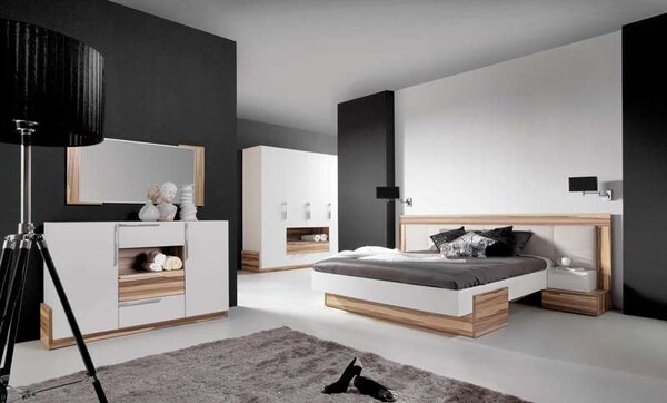 Meblar moderní ložnice Morena A v bílé a černé barvě