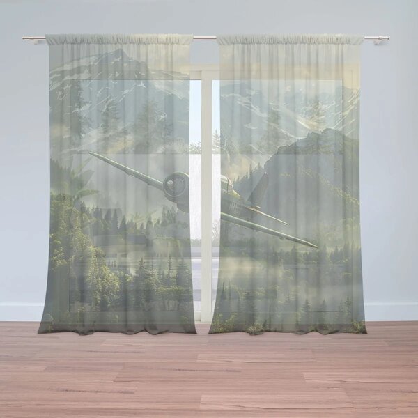 Sablio Záclony Bojové letadlo v horách: 2ks 150x250cm