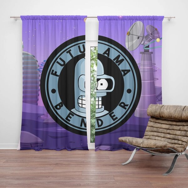 Sablio Závěs Futurama Bender Planeta s vysílači: 2ks 140x250cm