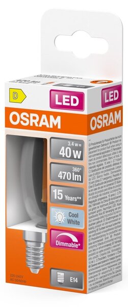 Stmívatelná LED žárovka E14 4,8 W CLASSIC B, studená bílá OSRAM