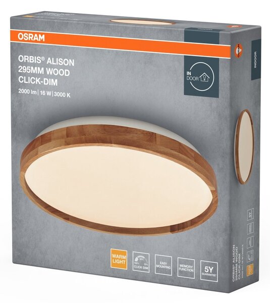 Dřevěné LED stropní svítidlo 295 mm ORBIS, teplá bílá OSRAM