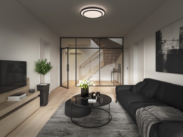 LED stropní svítidlo černé 16 W BERLIN 300 mm, teplá bílá OSRAM