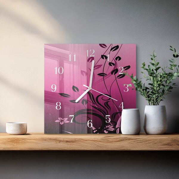 Skleněné hodiny Květinové umění zskb-30x30-00079697