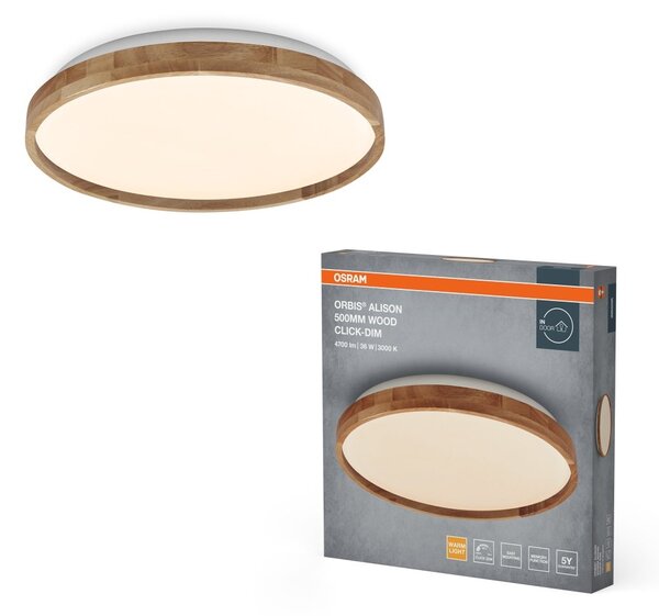 Dřevěné LED stropní svítidlo 500 mm 2600 lm ORBIS, teplá bílá OSRAM