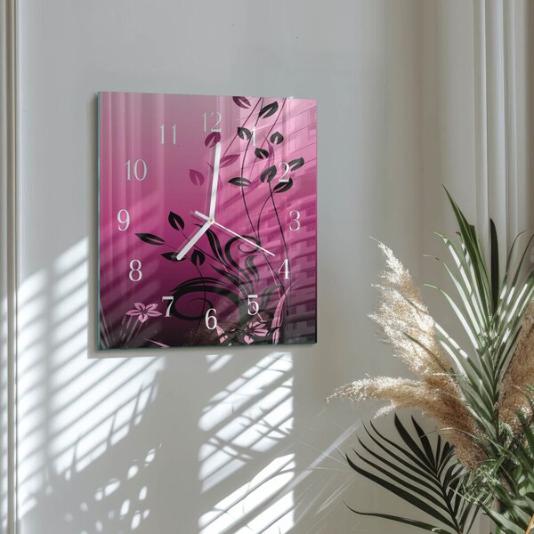 Skleněné hodiny Květinové umění zskb-30x30-00079697