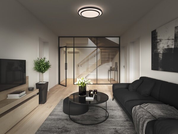 LED stropní svítidlo černé 36 W BERLIN 490 mm, teplá bílá OSRAM
