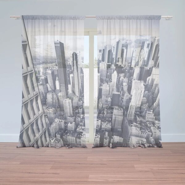 Sablio Záclony Mrakodrapy 2: 2ks 130x250 cm - řasící stuha 50 mm