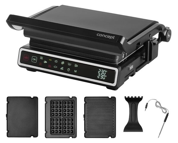 Concept ge3550 - Kontaktní gril s teplotní sondou 2000W/230V černá