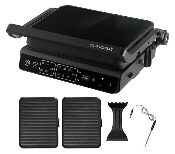 Concept ge3600 - Kontaktní gril s teplotní sondou GLASS 2000W/230V černá