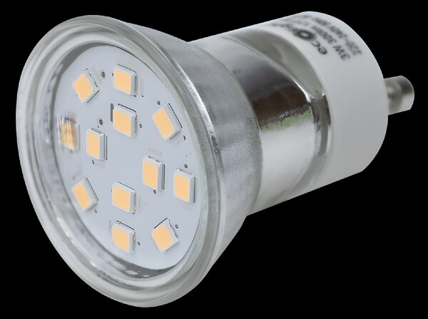 LED žárovka GU11 3W GU10 35mm teplá bílá 3000k sklo ECOLIGHT