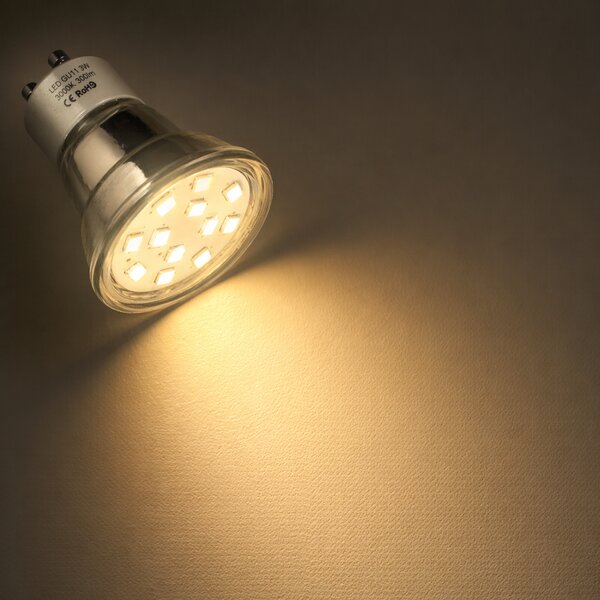 LED žárovka GU11 3W GU10 35mm teplá bílá 3000k sklo ECOLIGHT