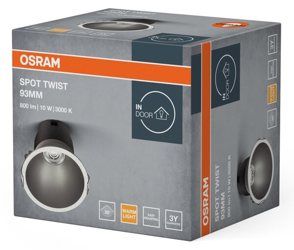 Šedé LED podhledové svítidlo 10 W SPOT 93mm, teplá bílá OSRAM